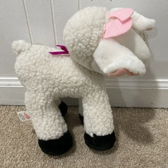 Vintage Sugar Loaf Lamb Sheep Wooly Plush Bell Black Feet 12 in Stuffed Animal - Picture 4 of 10